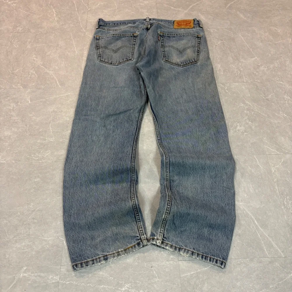 Levis 505 Regular Fit Straight Leg Jeans Light Wash Blue Denim W34 L30 2765